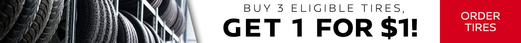Buy 3 Eligible Tires, Get 1 For 1$